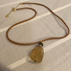 Braided rope with large agate stone pendant. Boho chic.